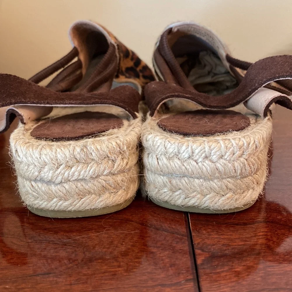 Picon Leopard Print SZ 9 Safari Chic Boho Chic Calf Hair Espadrille Sandal Shoes